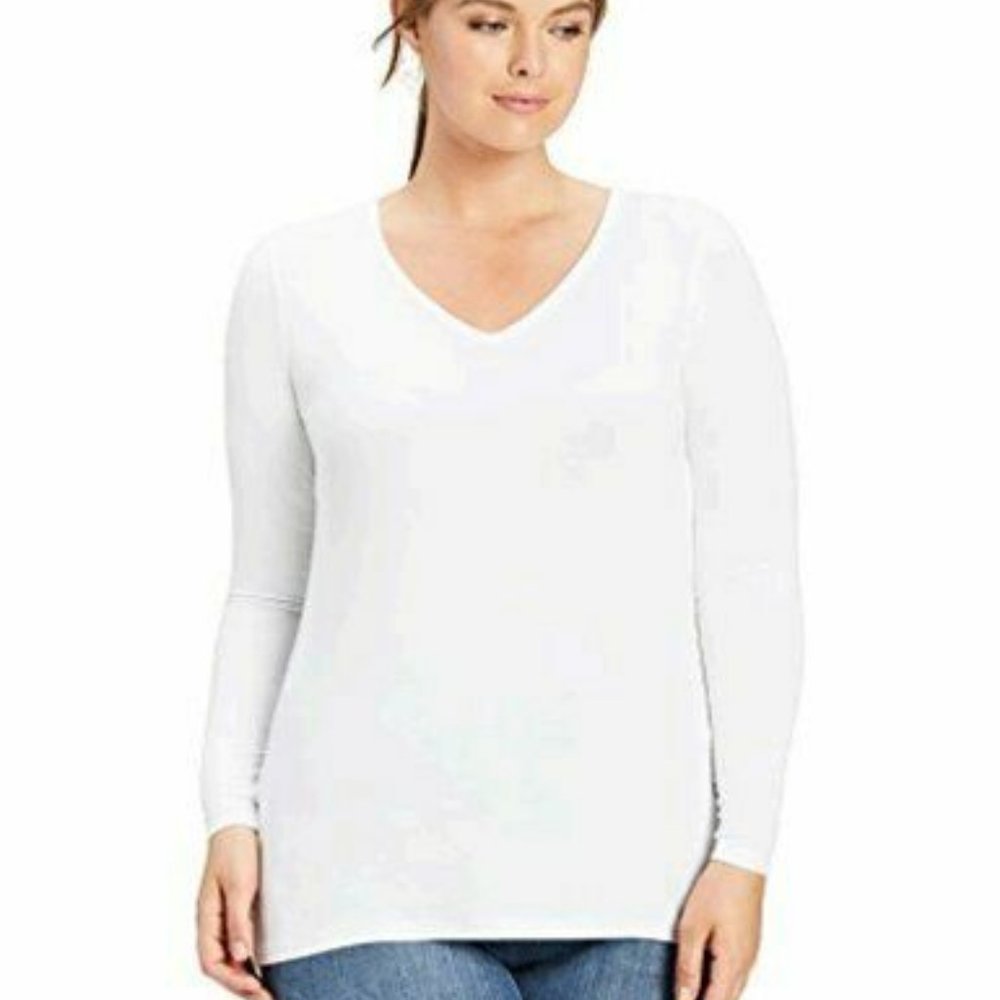 NWT DAILY RITUAL WHITE V-NECK LONG‎ SLEEVE TOP 5X